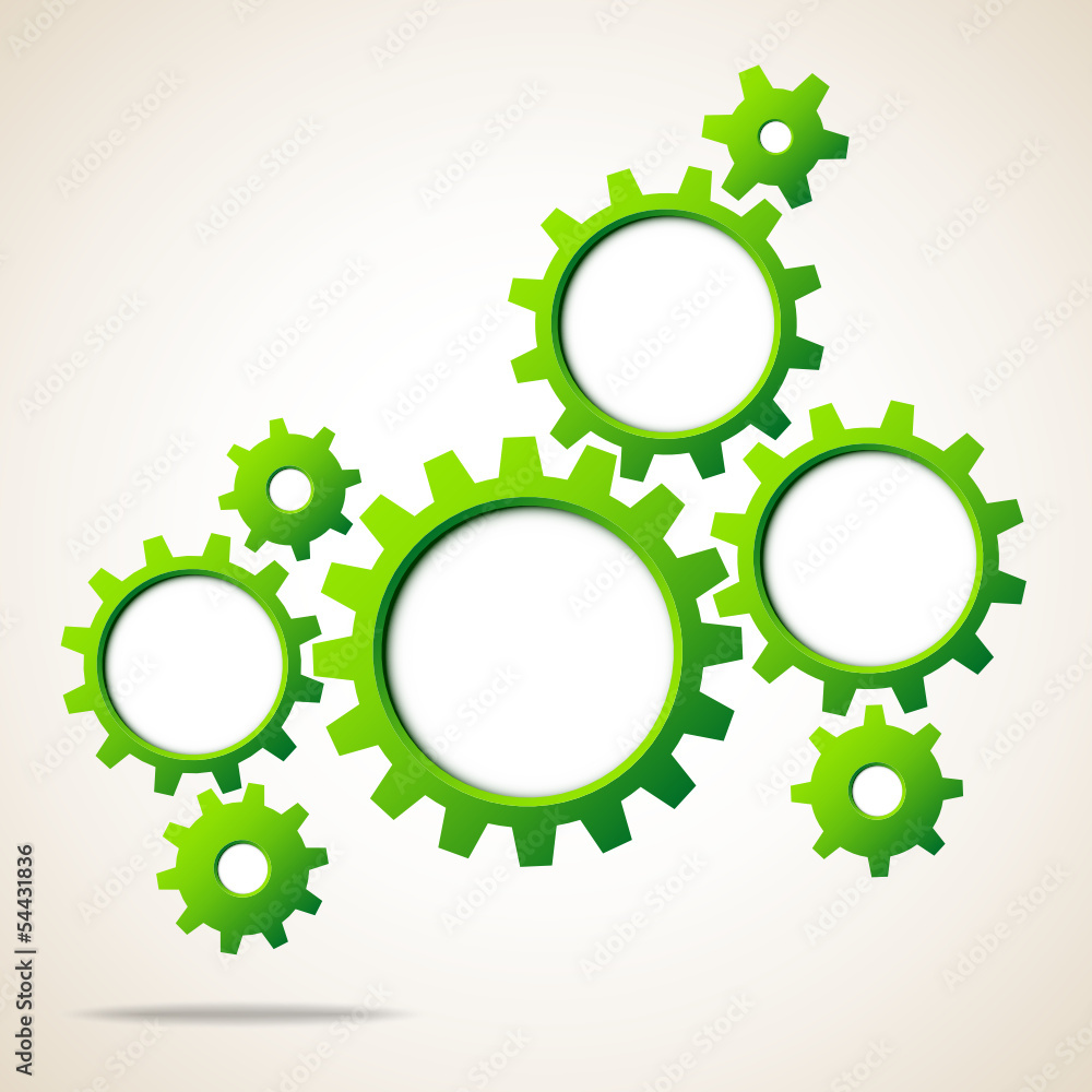 Green Gears Beige Background