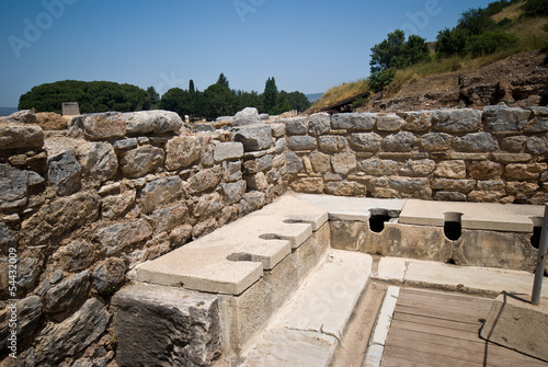 Ancient Public Toilets in Ephesus, Turkey photo