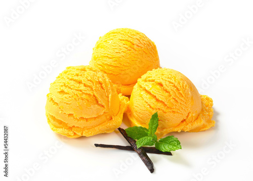 Scoops of yellow ice cream