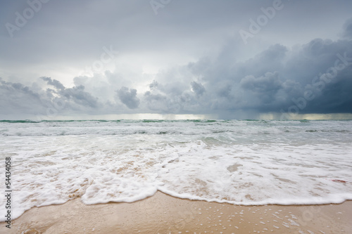 Cloudy beach before raining