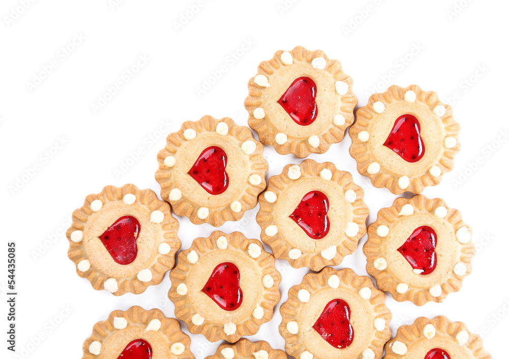 Heart shaped strawberry biscuit.