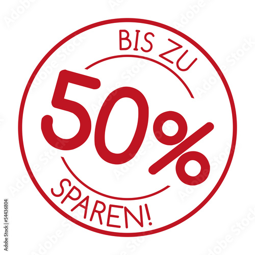 Aktion bis zu 50% sparen - Rabatt Button Emblem