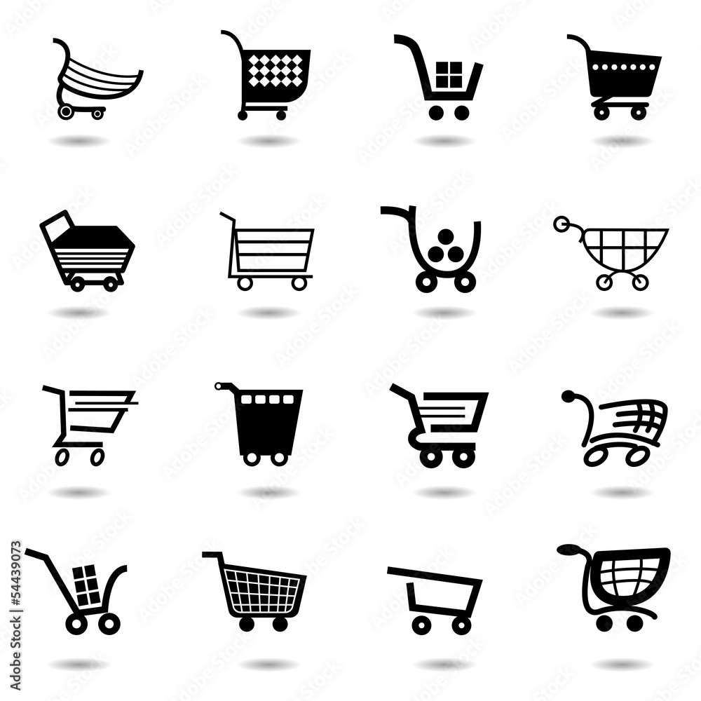 set collection of vector shopping cart icons set collection of vector shopping cart icons