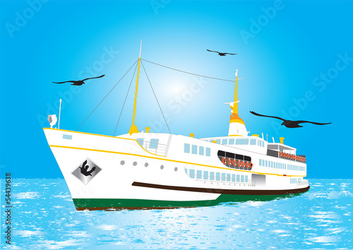 Istanbul Ferry vector illustration