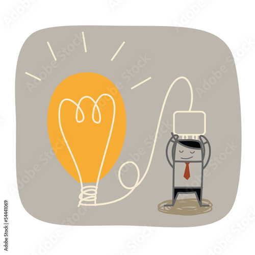 business man plug idea bulb
