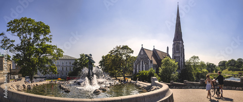 Church of Saint Alban and fountain in Copenhagen, Denmark