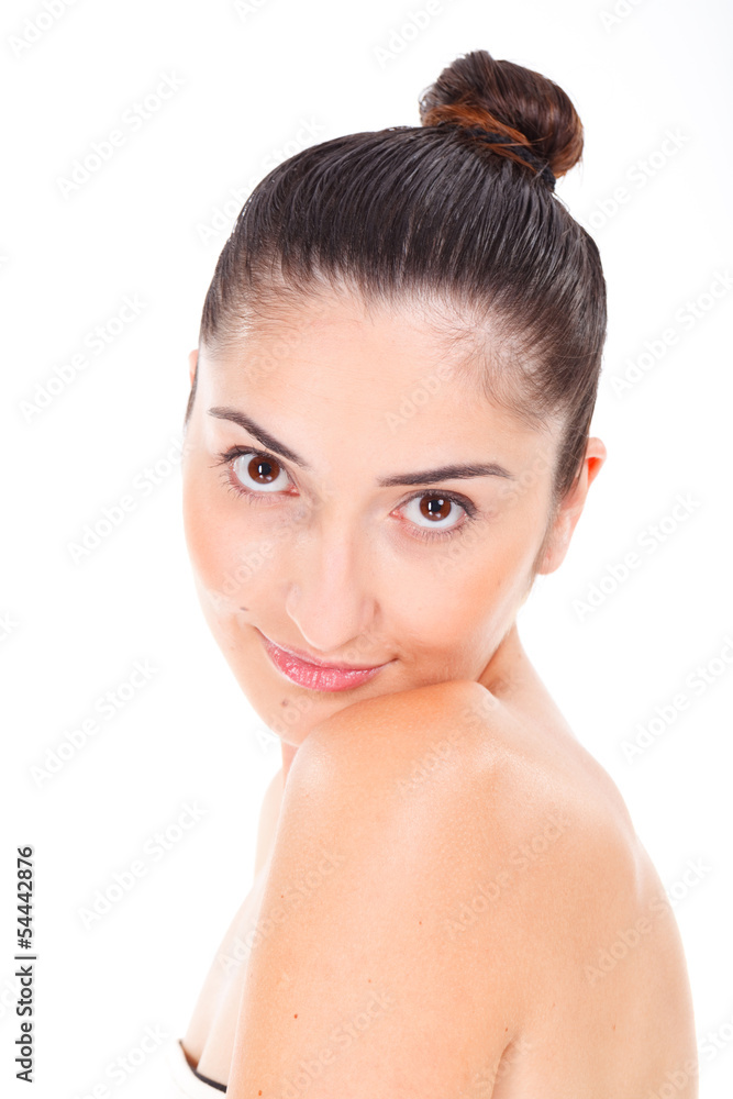Beautiful woman model face with natural make-up Beautiful woman model face with natural make-up