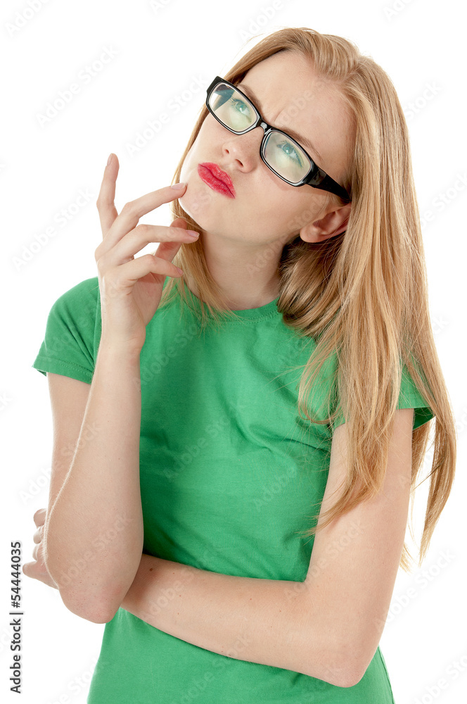 Portrait of a beautiful young woman thinking. Portrait of a beautiful young woman thinking.