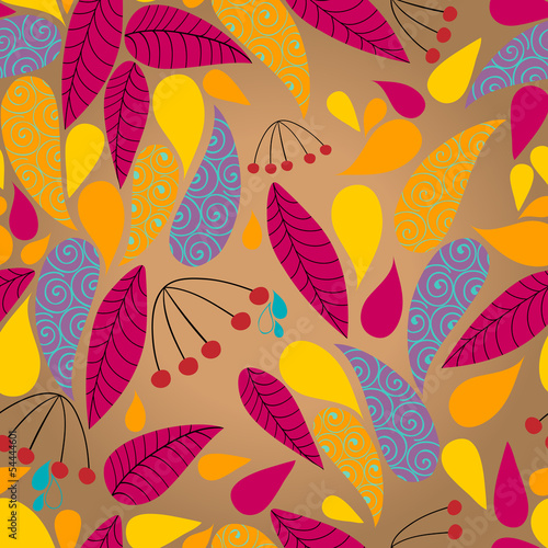 Seamless cute autumn leaves illustration