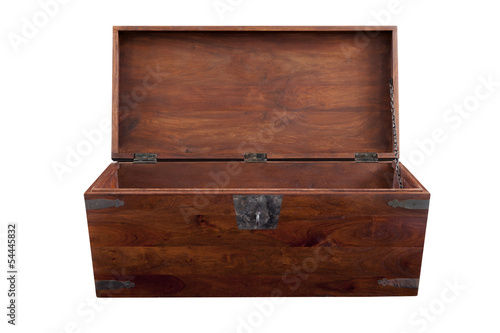 Opened wooden chest frontal view