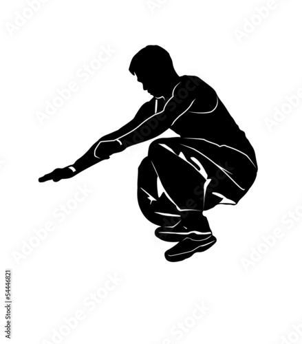 Vector drawing jumping man. Silhouettes athletes