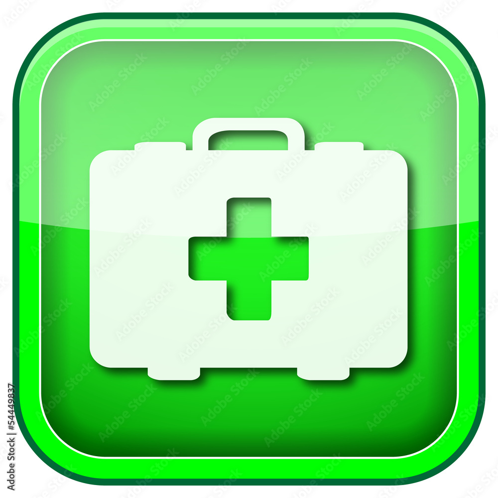 Obraz premium Green square shiny icon