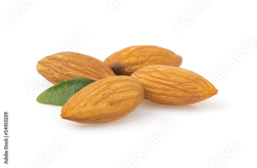 almond nut on white