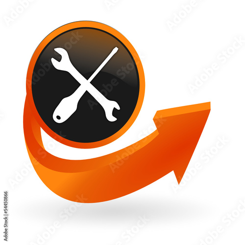 réparation sur web bouton flèche orange