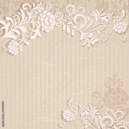 Abstract beige grungy floral background