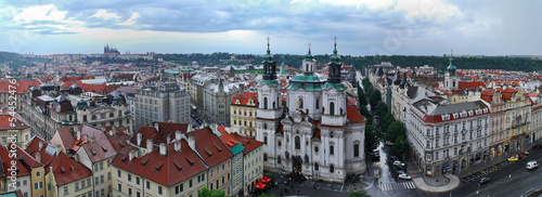 Panoramic Prague view on Church of St. Nicholas