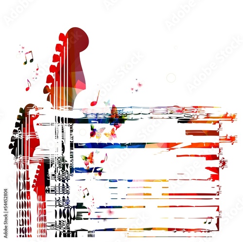 Colorful music guitar background. Vector