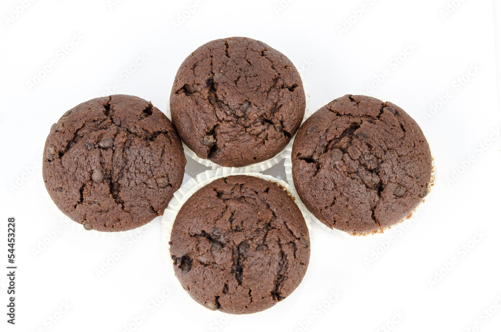 Group of chocolate muffins isolated Group of chocolate muffins isolated