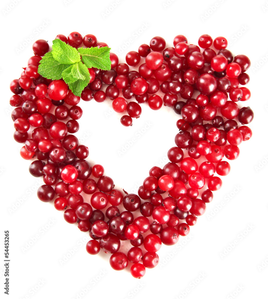 Ripe red cranberries, isolated on white. Ripe red cranberries, isolated on white.