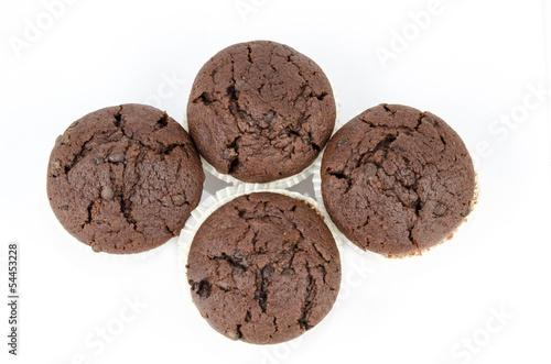 Group of chocolate muffins isolated