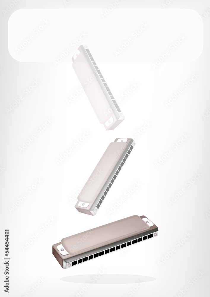 A Blues Harmonica with A White Banner A Blues Harmonica with A White Banner