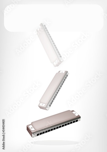 A Blues Harmonica with A White Banner