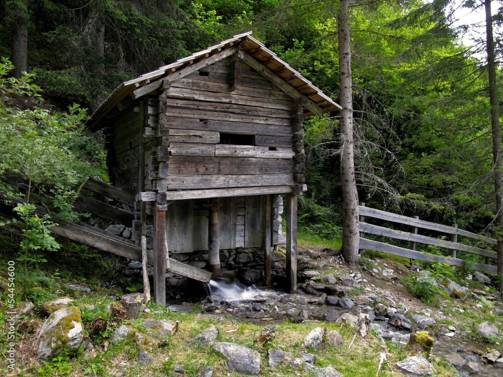 water mill near Gartl Wasserfall in Alps in Austria