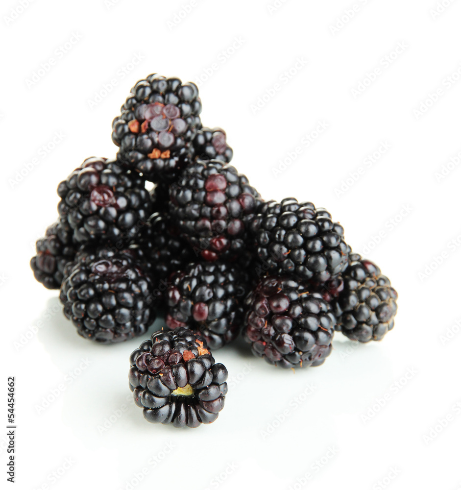 Ripe blackberries isolated on white Ripe blackberries isolated on white