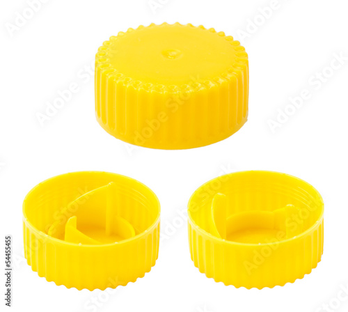 Isolated Yellow Plastic Bottle Caps