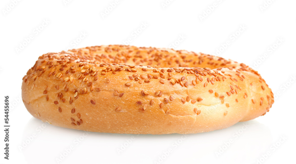 delicious bagel with sesame seeds isolated on white delicious bagel with sesame seeds isolated on white