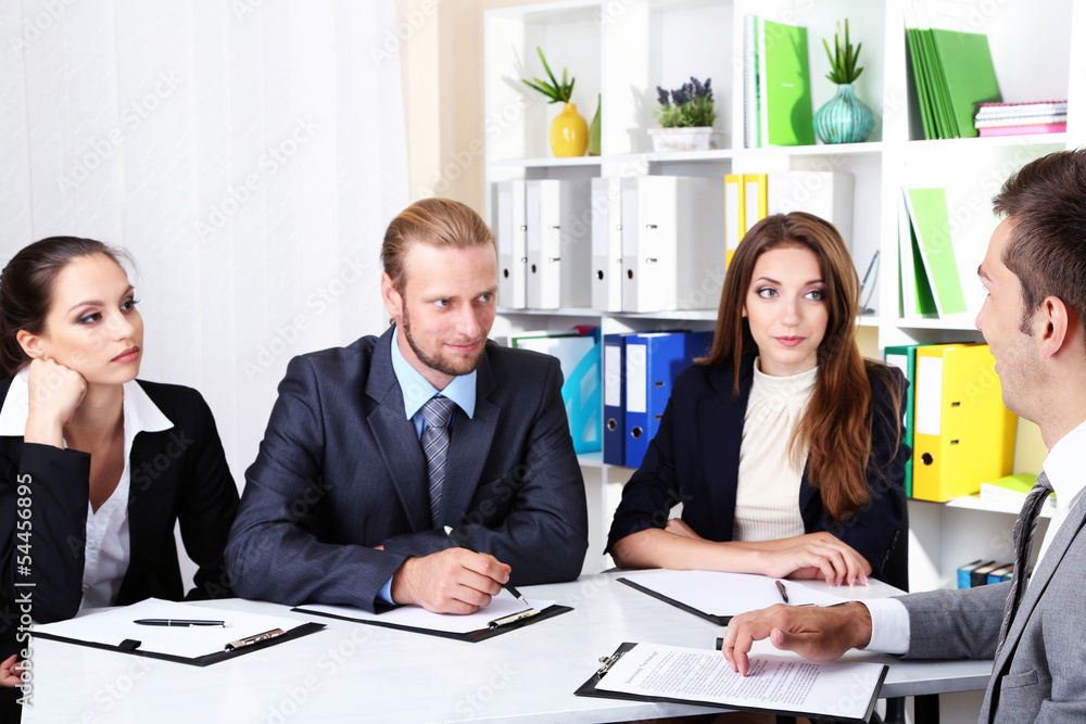 Job applicants having interview Job applicants having interview