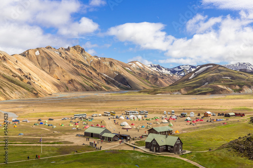 Main camp at Landmannalaugar, Highlands, Iceland photo