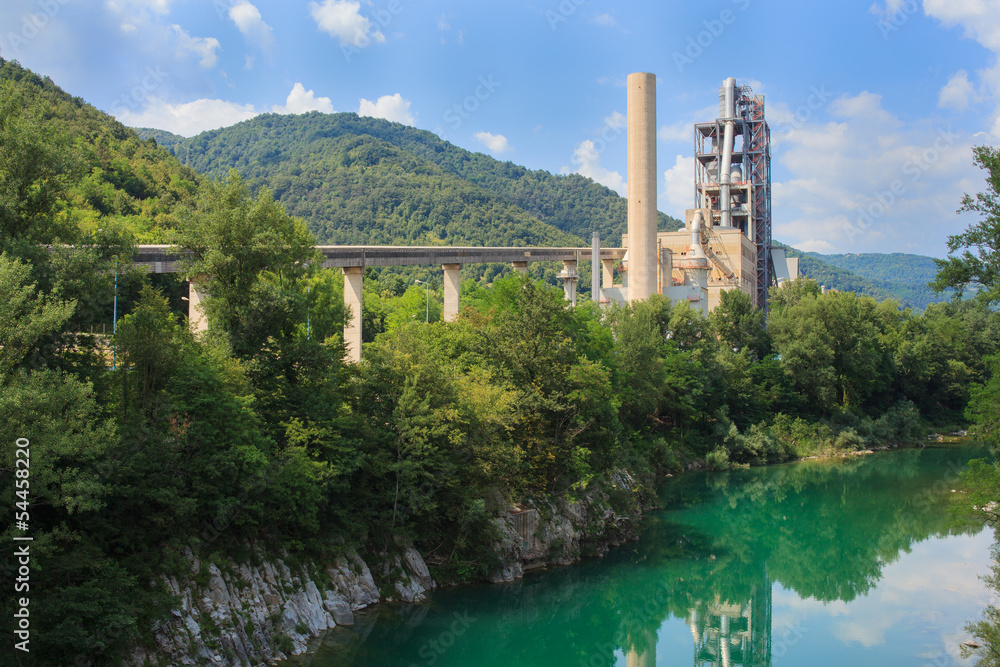 Industry next to the river in Slovenia