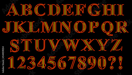 Neon Serif Alphabet