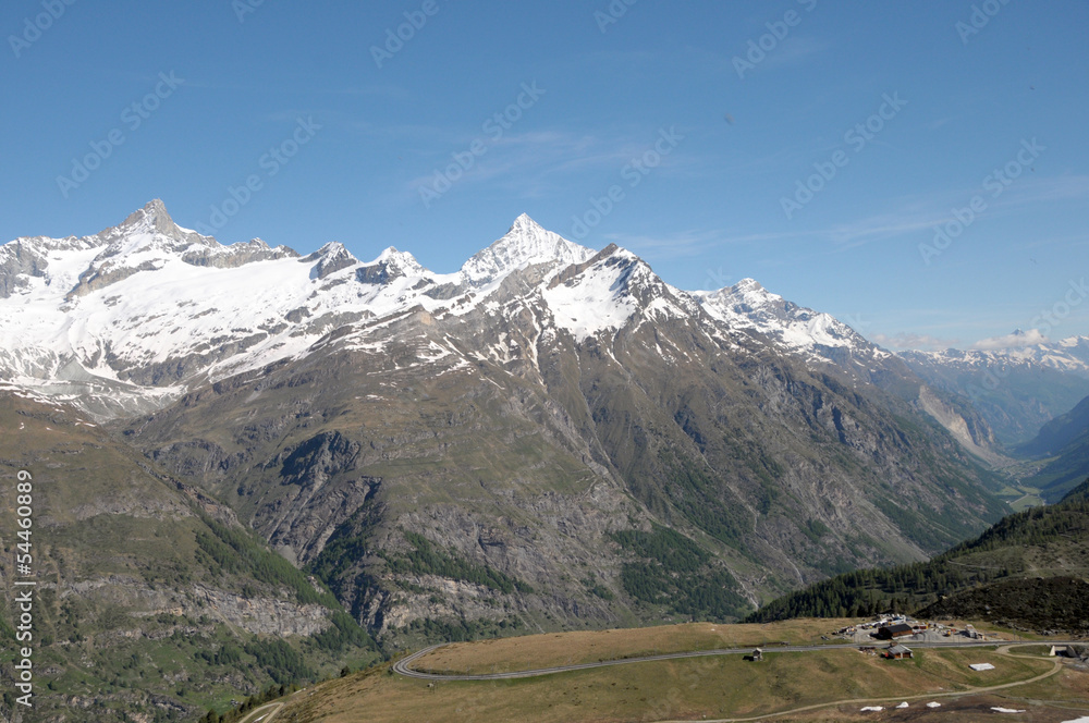Peaks of Weisshorn and Zinalrothorn above Zermatt