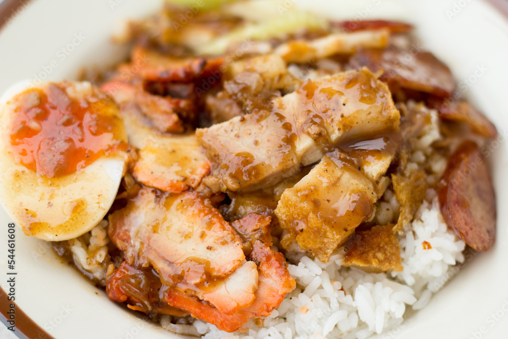 rice with roasted pork rice with roasted pork