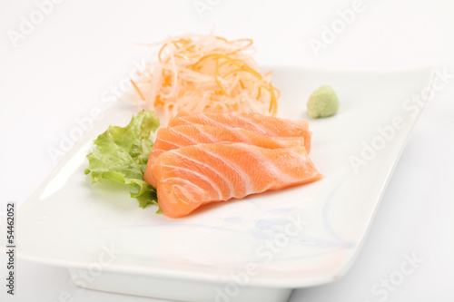 salmon sashimi isolated in white background
