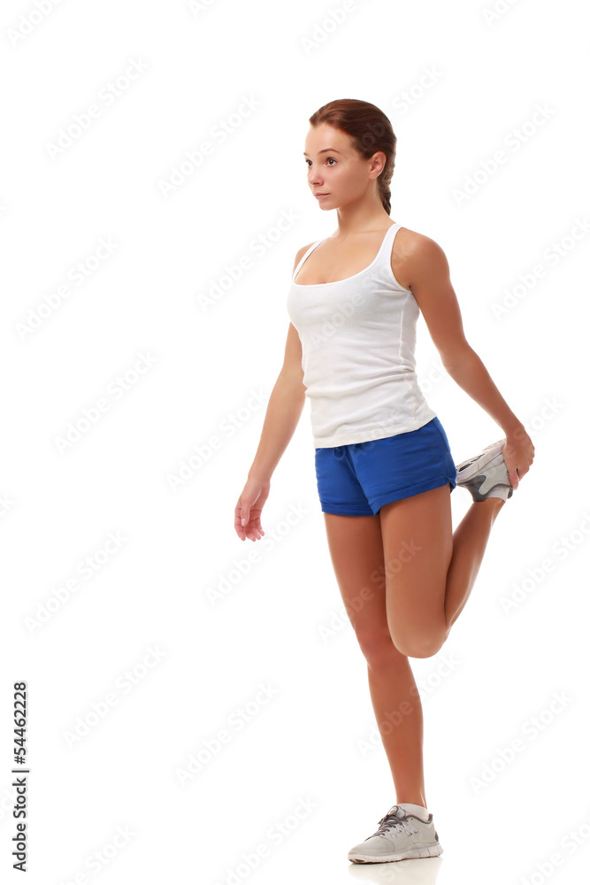 Young pretty fitness model stretching Young pretty fitness model stretching
