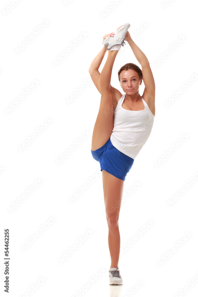 Young pretty fitness model stretching Young pretty fitness model stretching