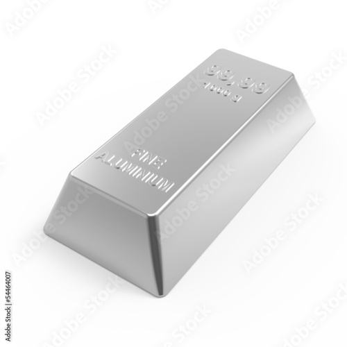 Canvas Print Aluminium ingot isolated on white. 3D photo rendering.