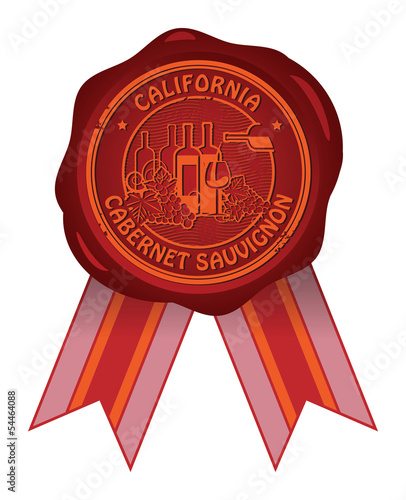 Wax seal with the words California, Cabernet Sauvignon, vector