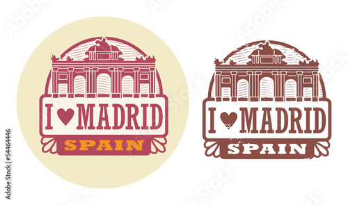 Stamp set with words Love Madrid, Spain inside, vector
