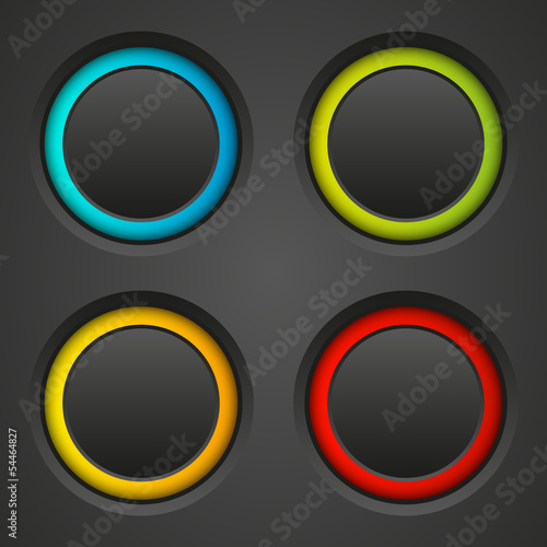 Set of dark round buttons