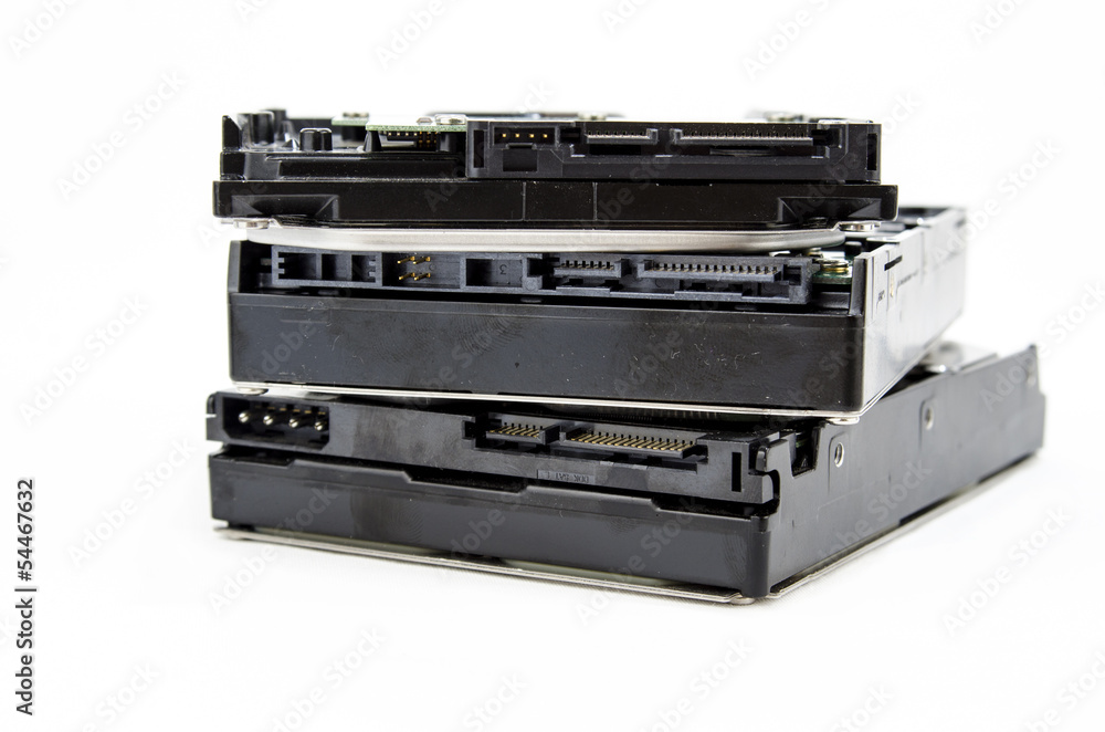 Fototapeta premium Harddisks Isolated On White Background