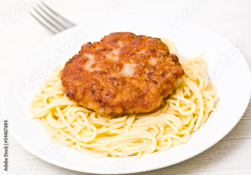 burger with pasta