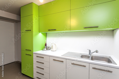 Fototapeta Naklejka Na Ścianę i Meble -  Green kitchen furniture