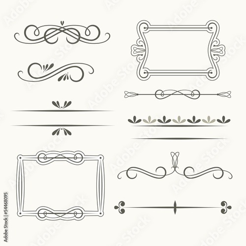 Calligraphic design elements. Elements for page decoration.