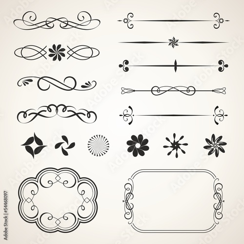 Calligraphic design elements. Elements for page decoration.
