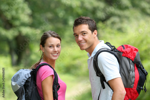 Portrait of happy couple on a trekking day