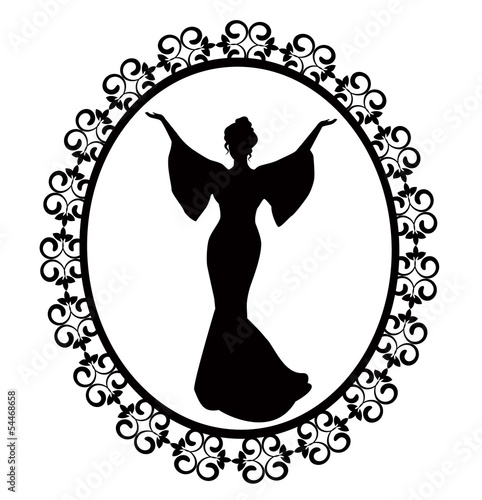 diva in a carved vintage frame